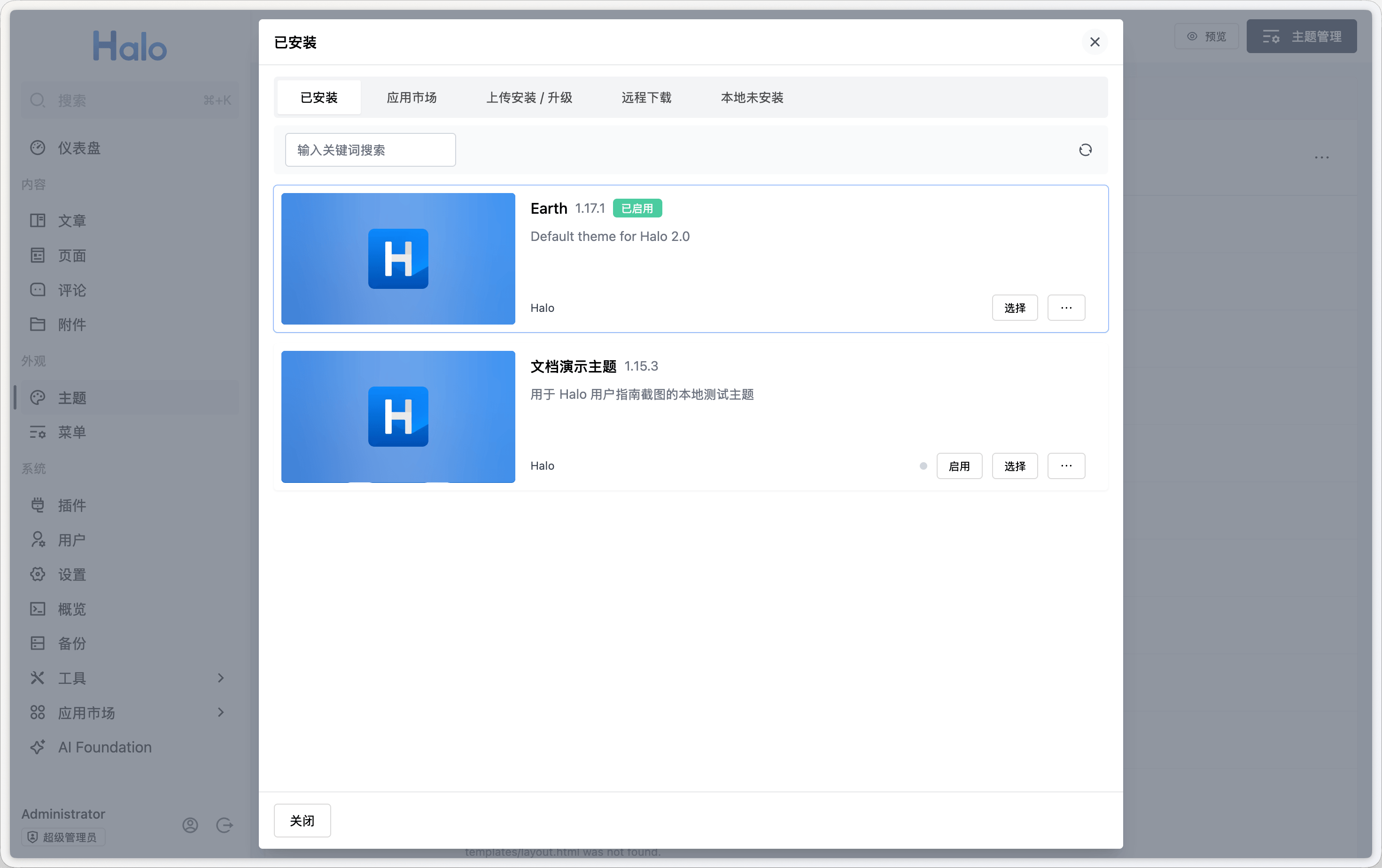 已安装主题列表与批量操作